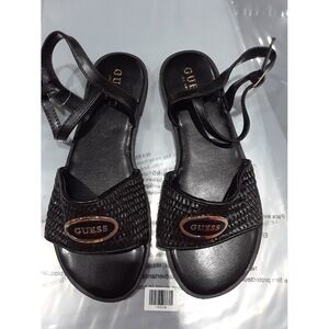GUESS Womens Moores Raffia Sandals Black Size : 7